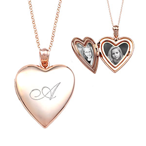 rose gold heart engraved lockets for women