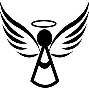 engraved angel with halo symbol