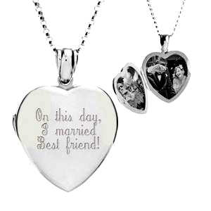 engraved silver locket for wedding