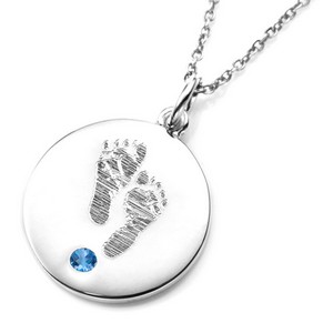engraved footprint birthstone jewelry