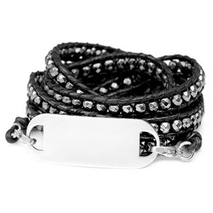 black and grey wrapped engraved bracelets