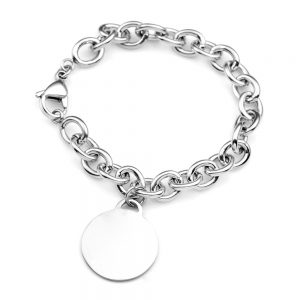 Engraved round pendant bracelet