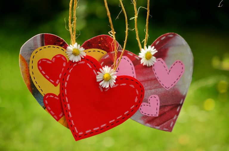 flowers and hanging love cards