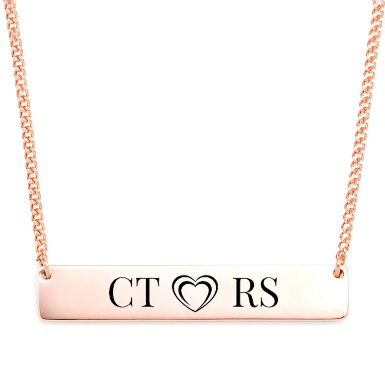 initials n heart engraved necklace for her