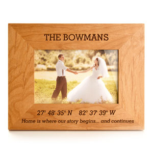 custom engraved picture frame with coordinates