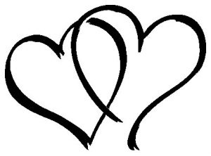 Hand drawn Linked Hearts Engraved Symbol