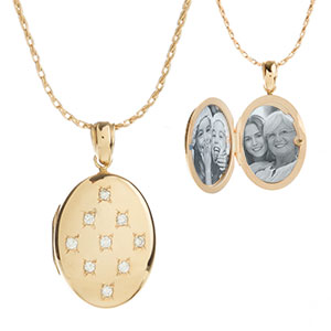 gold and diamond engraved lockets for women