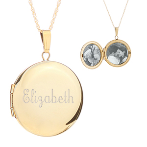 Round Gold Engraved Locket