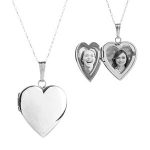 white gold engraved heart locket