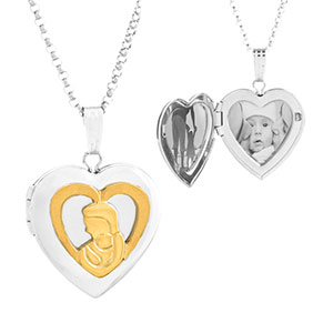 Mother and Child silver custom heart locket