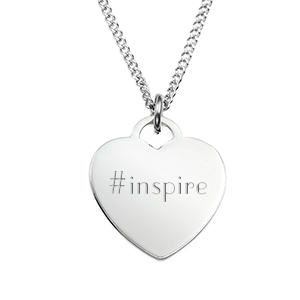 silver heart style engraved pendant