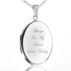 silver oval personalized locket necklace