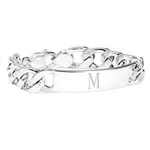 Sterling Silver Curb Link Engraved Bracelet