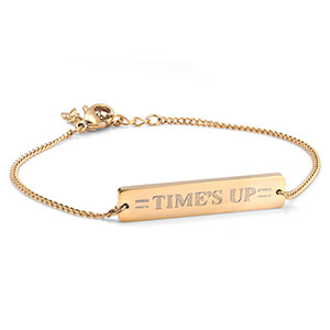 times up gold engraved bar bracelet