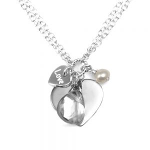 Sterling charm heart engraved necklace